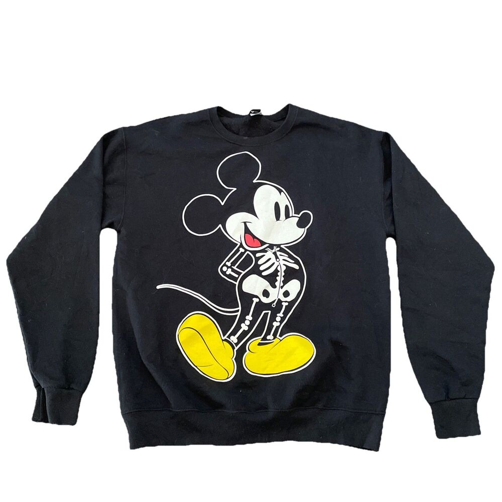 Disney Mickey Mouse Pullover Sweatshirt Black Size Medium